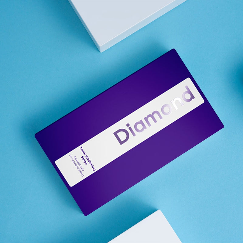 Box mit Diamond Smile Zahnbleaching Streifen zur Zahnbleaching Streifen zur Zahnaufhellung für zu Hause